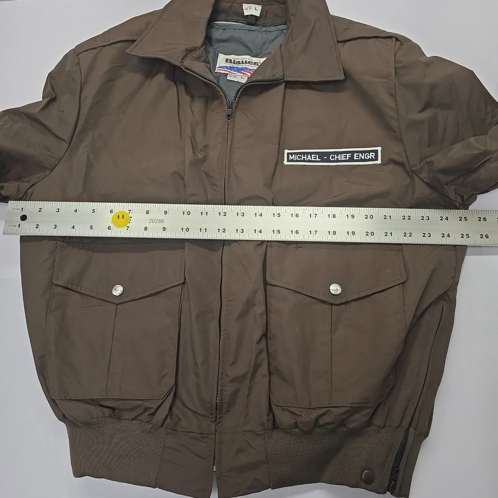 Vintage Blauer USA Brown Bomber Jacket Chief Engr Michael XL 48-50 Deadstock New
